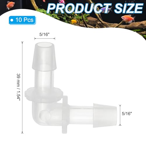 PATIKIL 5/16" Plastic Hose Barb 90 Degree Elbow, 10 Pack L-Barb Fittings 2 Way Equal Barbed Joint Connector Splicer Mender Hose Adapter Union Adapter for Aquarium Fuel Gas Liquid Air - size: 5/16"