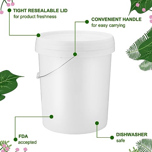 Gerrii 10 Pack White Plastic Bucket with Handle and Lid Food Storage Bucket Containers All Purpose Pail for Multipurpose Paint Water Art Crafts Projects Garage Organization (White,3.5 Gallon) - color: White, size: 3.5 Gallon