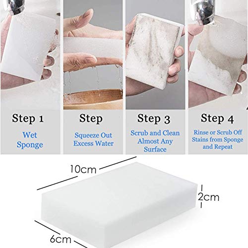 Magic Cleaning Sponges Eraser, 100 Pack Premium Melamine Sponge Foam Cleaning Pads, Dish Sponges, White Household Cleaning Scrub Sponge for Kitchen, Bathroom, Furniture, Floor Wall Cleaner - size: 100 Count (Pack of 1)