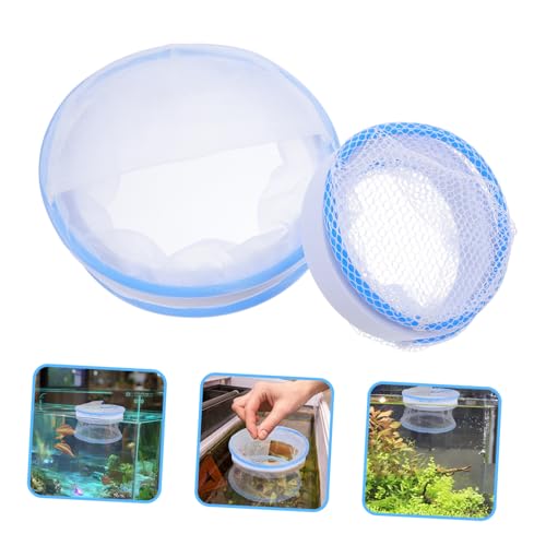 GALPADA 2Pcs Floating Breeding Box for Guppies Compact Nursery Tank Divider with Ventilated Lid Aquarium Breeding Chamber for Neocaridina Shrimp Transparent Mesh Design