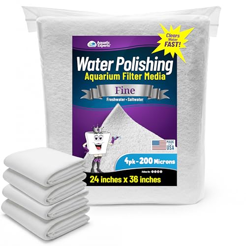 Aquatic Experts Aquarium Polishing Filter Pad, Water Polishing Pad for Aquarium Filters, Filter Floss for Fish Tank Filters, (200 Micron, 24" x 36" - 4 Pack) - size: 24" x 36" - 4 pack