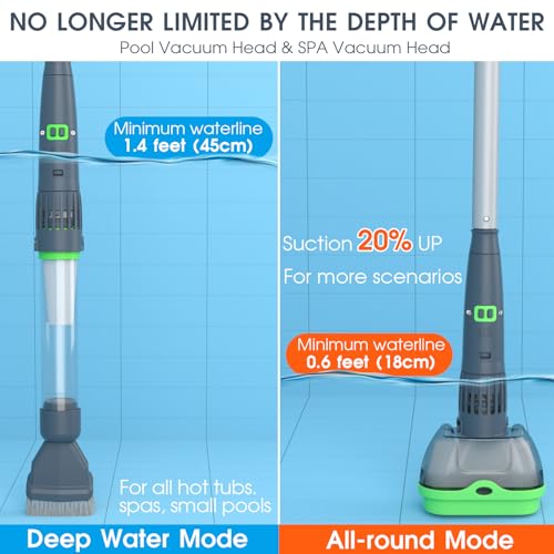 Rechargeable Pool & Spa Hot Tub Vacuum Cleaner - Dual Mode & Magnetic Drive System, 25µm Ultra Fine Mesh Filters for Hot Tub, Small Above Ground Pools - 70 Mins