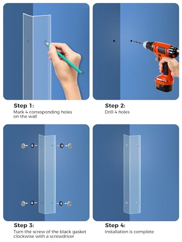 MONOID Wall Corner Protector, 2 PCS Furniture Edge Protection, PC Anti-Bump Guards Avoid Scratching Corner Trim for Door Frame, Table, Countertop, Stair, Wall-Mount, Clear, 1.97IN×47.24IN/5CM×120CM - color: Clear, size: 47.24" X 1.97" w/screws