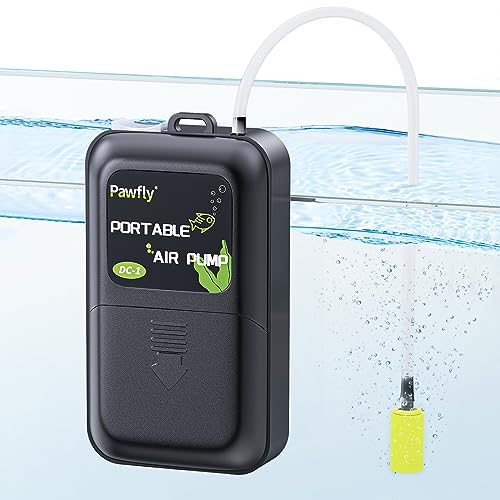 Pawfly Aquarium Battery Air Pump 40 GPH Oxygen Pump for 5 to 30 Gallon Fish Tank Portable Aerator Pump for Outdoor Fishing and Fish Transportation, Battery Not Included (Accessories Inside The Pump)