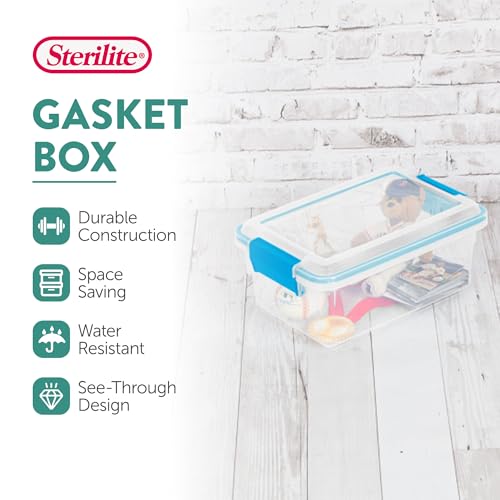 Sterilite 6-Pack Gasket Box, Weather-Resistant Storage Bins with Latching Lids, 7.5 Quart - Heavy-Duty Organizing Containers for Closet, Bathroom, and Office - size: 7.5 Quart, style: 6 Pack