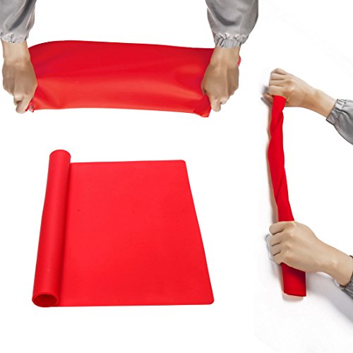23.6'' by 15.7''Flexible Silicone Placemat Non Slip Waterproof Heat Resistant Dinner Table Red 1 PCS - color: Red-1 Pcs