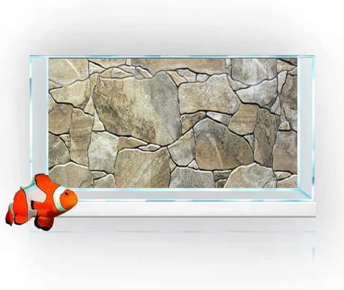 30X12IN Marble Aquarium Background, Art Marble Aquarium Background, Natural Marble Glass Terrarium Background with 8 EVA Double-Sided Tape - color: Stone, size: 30X12in/75X30cm