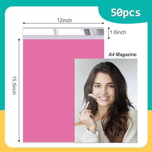 Poly Mailers 12x15.5 Inch 50 Pcs - Pink Waterproof Shipping Envelopes for Small Business with Tear Resistance and Self-Sealing Feature - Ideal Packaging Bags for Mailing, Shipping, and More - color: Pink, size: 12x15.5 Inch 50 Pcs