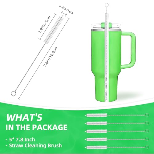 Cleaning Brushes for Reusable Drinking Straws, Set of 5, Long Wire Handle, Bottle and Straw Cleaner for Stanley Mug, Sippy Cup, Water Bottle and Tubes, Reusable and Flexible - color: white001