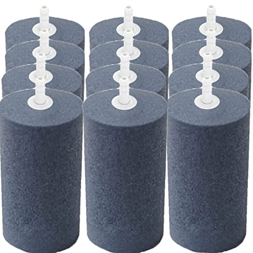 Large Air Stone, Air Stone Hydroponics, 4 x 2 Inch Large Air Stone Cylinder Bubble Diffuser for Aquarium, Fish Tank, Pond and Hydroponics Air Pump, Growing System, Circulation - color: 12-Pack