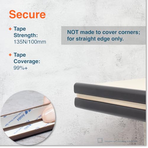 Roving Cove Slimfit Edge Protector for Baby Proofing (9ft Small Edge Only), Soft Rubber Foam Furniture Edge Bumper Guard, Desk Edge Cushion, 3M Adhesive, Onyx Black - color: Onyx Black, size: Small 9 Foot (Pack of 1)