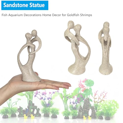 Sandstone Statue Fish Tank Ornaments, Small Fish Aquarium Decorations Home Decor for Goldfish Shrimps, Hug - color: Hugging Kiss