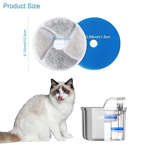 SORON Cat Water Fountain Filters, 4 Packs Replacement Filters for Automatic Pet Fountain, 4.13inch Filters For Cat Water Fountain