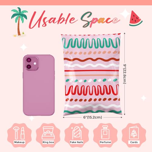 Metronic Poly Mailers 6x9 Inch 100pc Shipping Bags for Clothes,Self Adhesive Shipping Envelopes for Small Business,Waterproof Mailers Poly Bags for Shipping,Packaging Mailing Bags Pink Squiggles - color: Pink Squiggles, size: 6x9 100pc