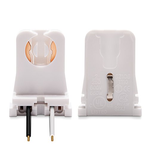 12-Pack JACKYLED Non-Shunted Turn-Type T8 Lamp Holder UL Socket Tombstone with 10 inches Wires Attached for LED Fluorescent Tube Replacements - style: T8 With Wire-12 Pack