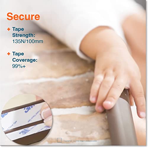 Roving Cove HeftyFit Edge Corner Protector Baby Proofing (Large 18ft Edge 8 Corners), Heavy-Duty, Soft NBR Rubber Foam, Furniture Fireplace Safety Bumper Guard, 3M Adhesive, Coffee Brown - color: Coffee Brown, size: Large 18 feet