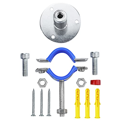 2PCS 304 Stainless Steel Wall Mount Ceiling Mount Pipe Supports, Adjustable Pipe Strap Clamp with screws for OD Pipe 38-40mm, Adjustable Height 50-100mm - size: 38-40mm, style: Adjustable Height 50-100mm