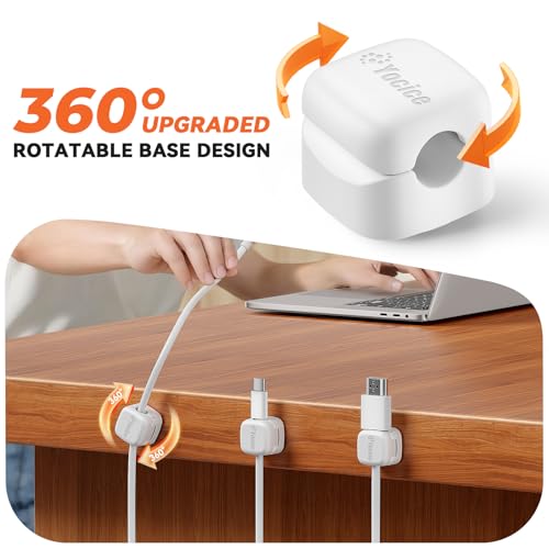 12Pack Rotatable Cord Organizer,Spring Cable Clips Desk Cable Management Cord Holder Adhesive Phone Charger Cord Clips for Home Office Car Wall Nightstand Accessories, White - color: White, size: 12Pack