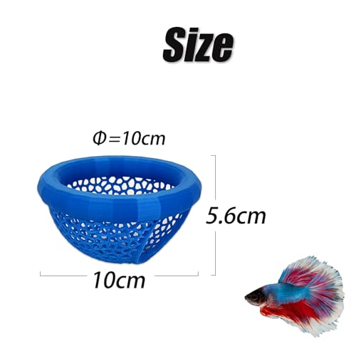 Aquarium Floating Betta Fish Skins, Betta or Shrimp Feeder, Cave and Hammock, Small Fish Feeding Rings, Aquarium Hiding Feeding Decorative Accessories (Blue) - color: Blue