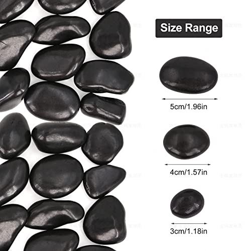 20Ib Black River Rocks for Landscaping-Polished Pebbles for Plants-Garden Decorative Stones-1-2 Large Plant Rocks,Ideal for Aquarium, Home Decor - style: 20LB, Polished Black