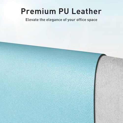 Aothia Large PU Leather Desk Pad Protector – Non-Slip Mouse Pad & Writing Mat for Office/Home, Waterproof, Easy to Clean(23.6" x 13.7", Blue Topaz) - color: Blue Topaz, size: 23.6" x 13.7"