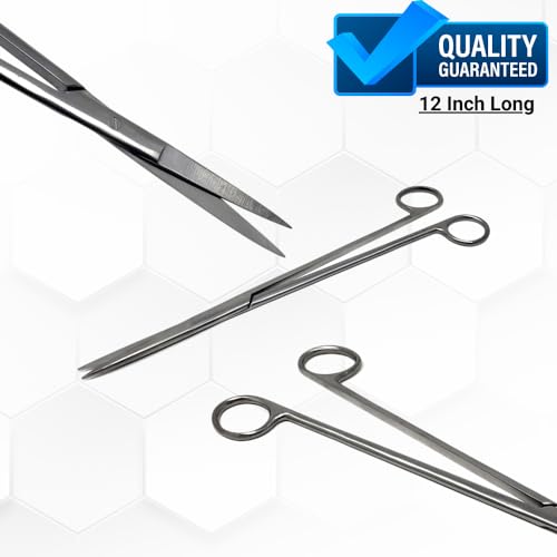 Aquarium Scissors Stainless Steel 12" Extra Long Water Grass Scissors for Aquatic Plants Pruning, Fish Tanks, Terrariums Used in Salt Water Fresh Water Landscape Maintenance Tools (Straight - Silver) - style: Straight - Silver