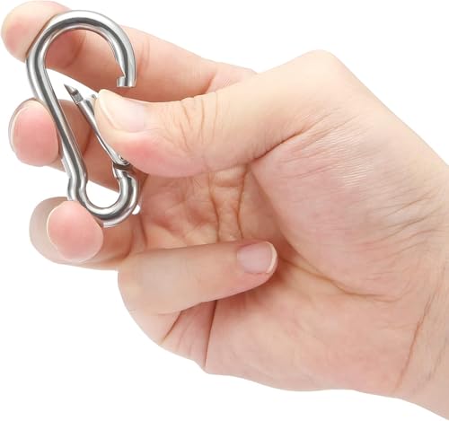 sprookber Stainless Steel Spring Snap Hook Carabiner - 304 Stainless Steel Caribeener Clips, Set of 6 - size: 2.25 Inch