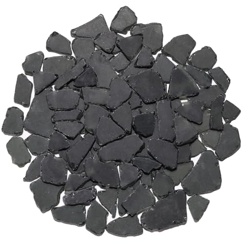 QYGL Sea Glass for Crafts - 14oz Black Frosted Seaglass Pieces - Vase Filler and Aquarium Ornament, DIY Craft Supplies for Art, Beach Weddings, and Home Decor - color: Black