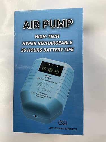 Aquarium AIR Pump, Aerator for Live Bait,HIGH-TECH Hyper Rechargeable Lithium-ION Battery USB AIR Pump for Live Bait 36 Hours, Watertight Seal, 48" AIR Hose, Aerator Stone