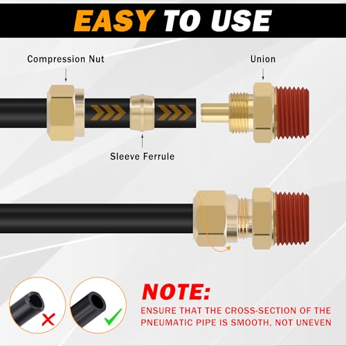 5PCS Air Brake Nylon Tubing Brass Union Fitting, 1/2" Tube OD x 1/4" NPT Thread Air Compression Straight Union Fittings for Nylon Hose with D.O.T Approved - size: 1/2" OD x 1/4" NPT, style: Straight Male NPT Thread-5PCS