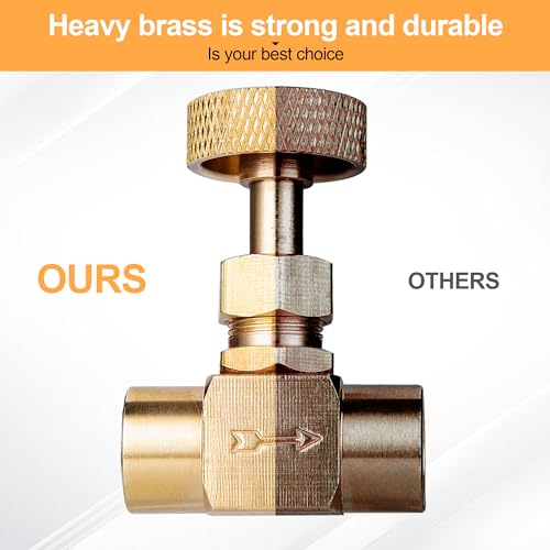 2 Pieces Heavy Duty Brass Instrument Replacement Control Needle Valve 1/4" Npt Female X 1/4" Npt Female Connection Golden - size: 2 PCS 1/4 " Female * 1/4"Female needle valve