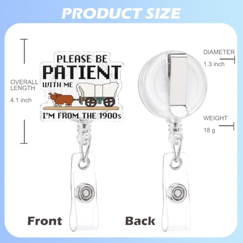 Funny Badge Reel, Please Be Patient with Me I'm from The 1900's Badge Holder with Retractable ID Clip for Nurse Nursing Student Doctor RN Medical Worker Office - color: 1900s