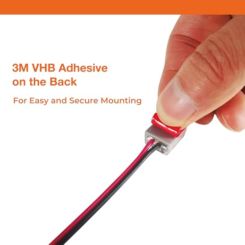 2-Pin Solderless Jumper Connectors for 10mm LED Strip Lights, with Pre-Installed 6'' 20AWG Wire and 3M VHB Adhesive, Screw Down Splitter Connectors for Quick, Secure Connection (Pack of 10) - style: Jumper Connector