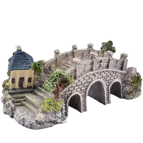 COYOUCO Fish Tank Decorations, Classical Chinese Bridge Building Resin Aquarium Cave Decorations, Fish Tank Accessories,C - color: C