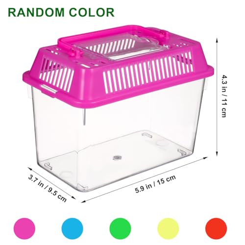 HANABASS Portable Fish Tank Handheld Aquarium with Handle Transparent Plastic Mini Fish Box for Turtle Hamster and Small Pets Compact 5.90X4.33X3.74 Inch Breeding Case Set of 4