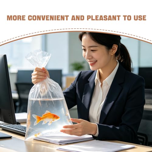 50PCS Fish Transport Bags: PE Plastic Leak-Proof Shipping Bags For Live Fish, 4.3 Mil Extra Thickness, 13.8"X6", Flat Seal, Transporting Shipping Containers