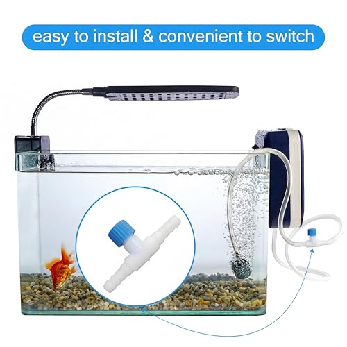 Honoson 30 Pieces Aquarium Air Control Valve T Shaped Air Pump Control Valves Single Way Plastic Flow Regulator for 4 mm Hose Line Tubing Connector(Blue and White) - color: Blue and White
