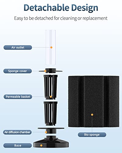 Pawfly Aquarium Bio Sponge Filter Quiet Betta Fry Shrimp and Small Fish Foam Filter for Fish Tanks up to 100 Gallons