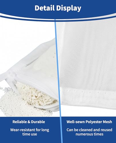 12PCS Aquarium Filter Media Bags, 6PCS 4” x 4” & 6PCS 3” x 8” Extra Fine 100 Micron Mesh with Plastic Zipper for Fish Tank Filter Media, Activated Carbon