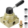 Rotary Lever Hand Valve HV-04, 3 Position 4 Way 1/2" NPT Pneumatic Manual Control Air Flow Valve (1/2" NPT) - style: 1/2" NPT
