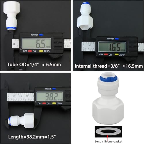 3/8"F to 1/4" Tube Push-Fit Adapter, 5 Pcs | Quick-connect fitting for RO water filter & beverage dispenser. Note: 3/8"≠9/16" thread, check size before order. - size: 3/8"FPT to 1/4" QC Straight Adapter