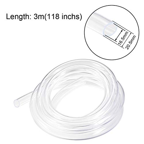 uxcell PVC Hose Tube, 16.5mm ID x 20.5mm OD 3 Meter 9.8ft Clear Vinyl Tubing, Plastic Flexible Water Pipe - size: 16.5x20.5mm