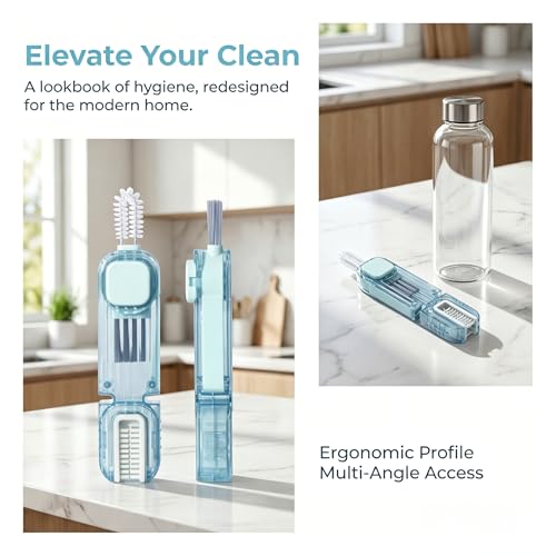 VIDONIO 4 in 1 Cup Lid Gap Cleaning Brush, Multifunctional Insulation Bottle Cleaning Tools, Mutipurpose Tiny Silicone Cup Holder Cleaner, Home Kitchen Cleaning Tools - style: 1Pc Light Blue