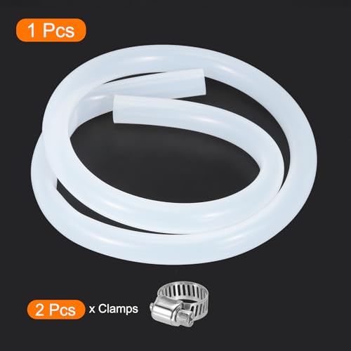 MECCANIXITY 3.3ft Clear Silicone Rubber Tubing 1/2" ID Plastic Tube Flexible Air Hose for Brewing, Wine Making, Pump Siphon, 13mm x 18mm, with 2pcs Clamps - color: Clear, size: 13mm x 18mm