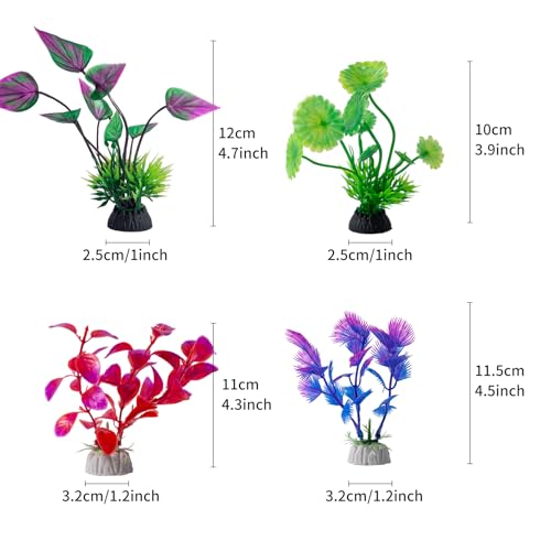 COMSUN 10 Pack Artificial Aquarium Plants, Small Size 4 inch Approximate Height Fish Tank Decorations Home Décor Plastic Pink - color: Pink