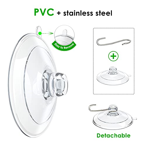 HangerSpace Suction Cup Hooks, 12 Packs Combo Set Clear PVC Suction Cups with Metal Hooks Removable Suction Cups for Kitchen Bathroom Shower Wall Window Glass Door (2 Large, 6 Medium, 4 Small),Variety - size: Variety