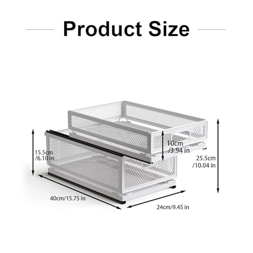 Pull Out Cabinet Organizer, Slide Out Drawers Fixed with Adhesive Nano Film, Pantry Shelves Sliding Drawer Storage Organization for Kitchen (Double Layer 15.7 * 9.4 * 10inch/40 * 24 * 25.5cm) - size: 15.7*9.4*10inch/40*24*25.5cm