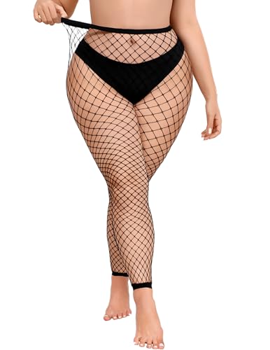 Avidlove Fishnet Stockings for Women Footless High Waist Fishnets Tight | Thigh High Stockings, Open Toe, High Stretch, Comfortable, Gothic Costume, Rave Outfits, for Cosplay, Halloween - color: Black-b2 Plus
