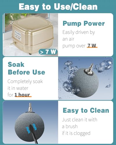 Pawfly Aquarium Air Stone 3 Inch Fish Tank Air Stone, Ball Bubbler Round Oxygen Diffuser for Air Pump Fish Tanks Buckets Small Ponds and DWC Systems, 2 Pack - size: 3 Inch