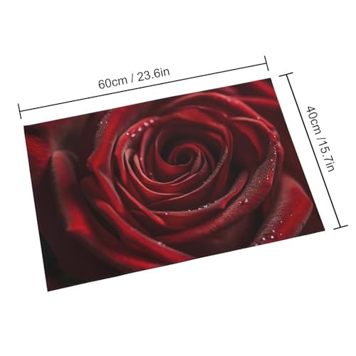Outdoor Door Mat 15.7" X 23.6" Non-Slip Doormat Close-Up Photo of Red Rose Front Door Mats Quick Dry Welcome Mats for Outdoor Indoor Entrance Mat Home Decor Floor Mats for Patio - color: Close-up Photo of Red Rose
